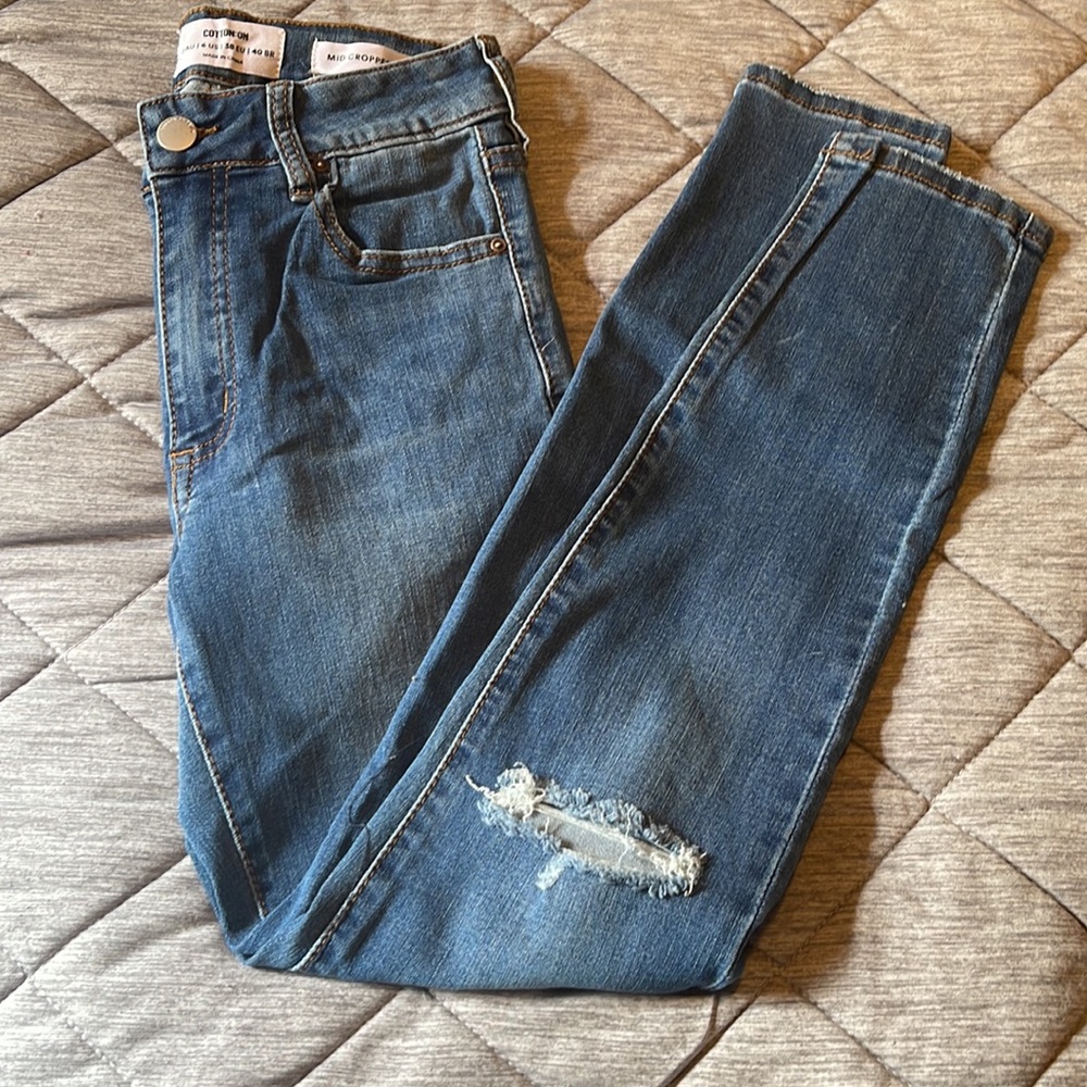 Cotton:on Mid Cropped Skinny Sz 6 stretchy blue Jean